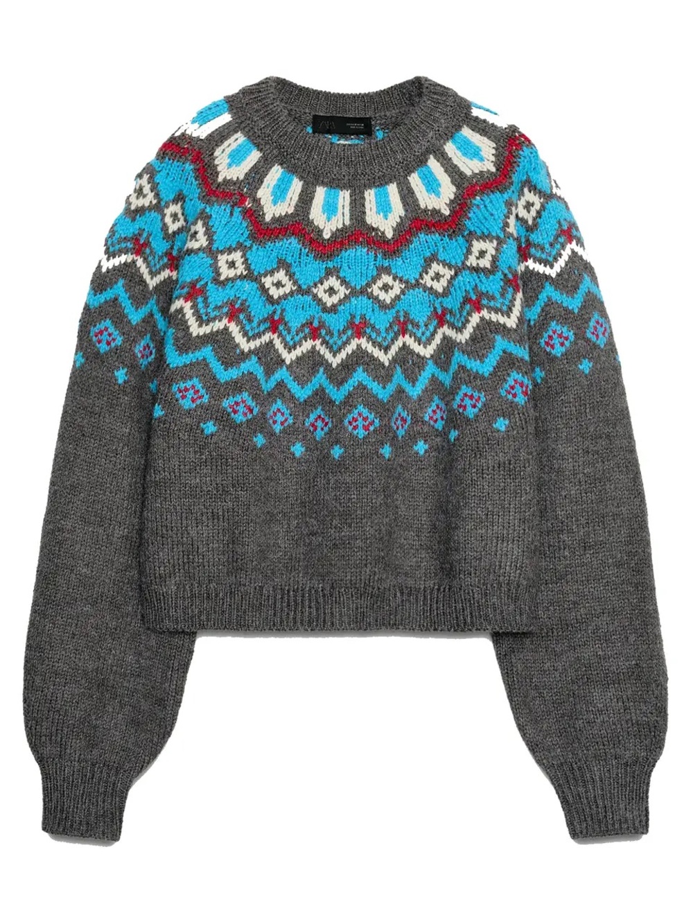 NWOT ZARA ZW collection Fair Isle Jacquard Knit Sweater Size M